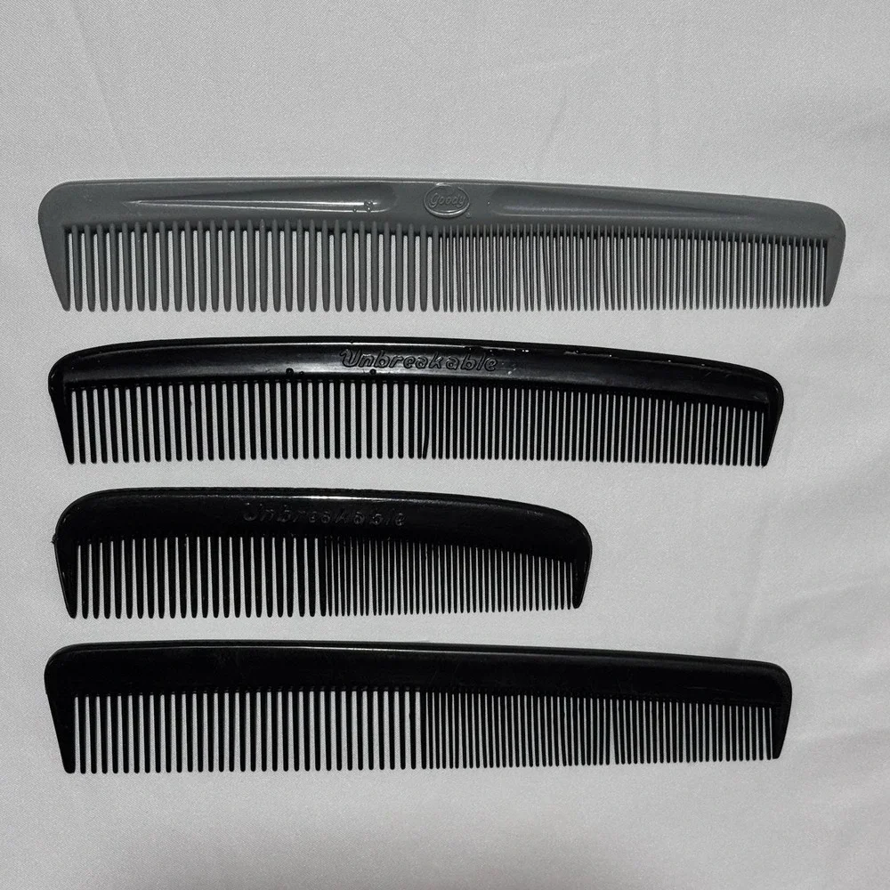VINTAGE Comb Lot UNBREAKABLE, Goody & Misc Lot of 4 Men's Hair Combs